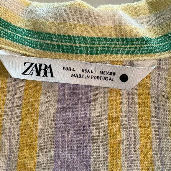Zara The Valery Dress Multicolor Pastel Smocked Striped Mini Dress Size L - Picture 4 of 4